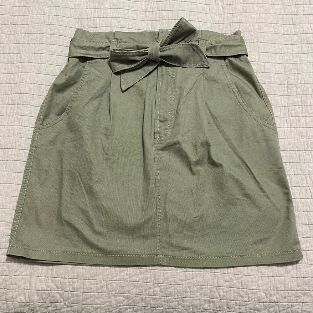 Loft Olive Green Tie Waist Pocket Skirt Style 585866 Size 4